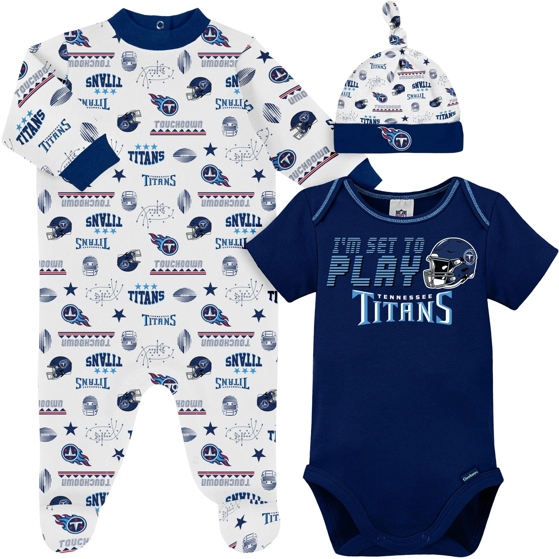 3-Piece Baby Boys Titans Bodysuit, Sleep 'N Play & Cap Set