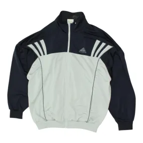 Adidas Mens Navy Grey Track Jacket | Vintage 90s Sportswear Tracksuit Top VTG