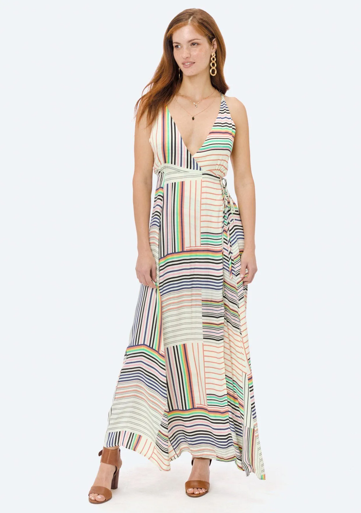 Adona Striped Wrap Dress