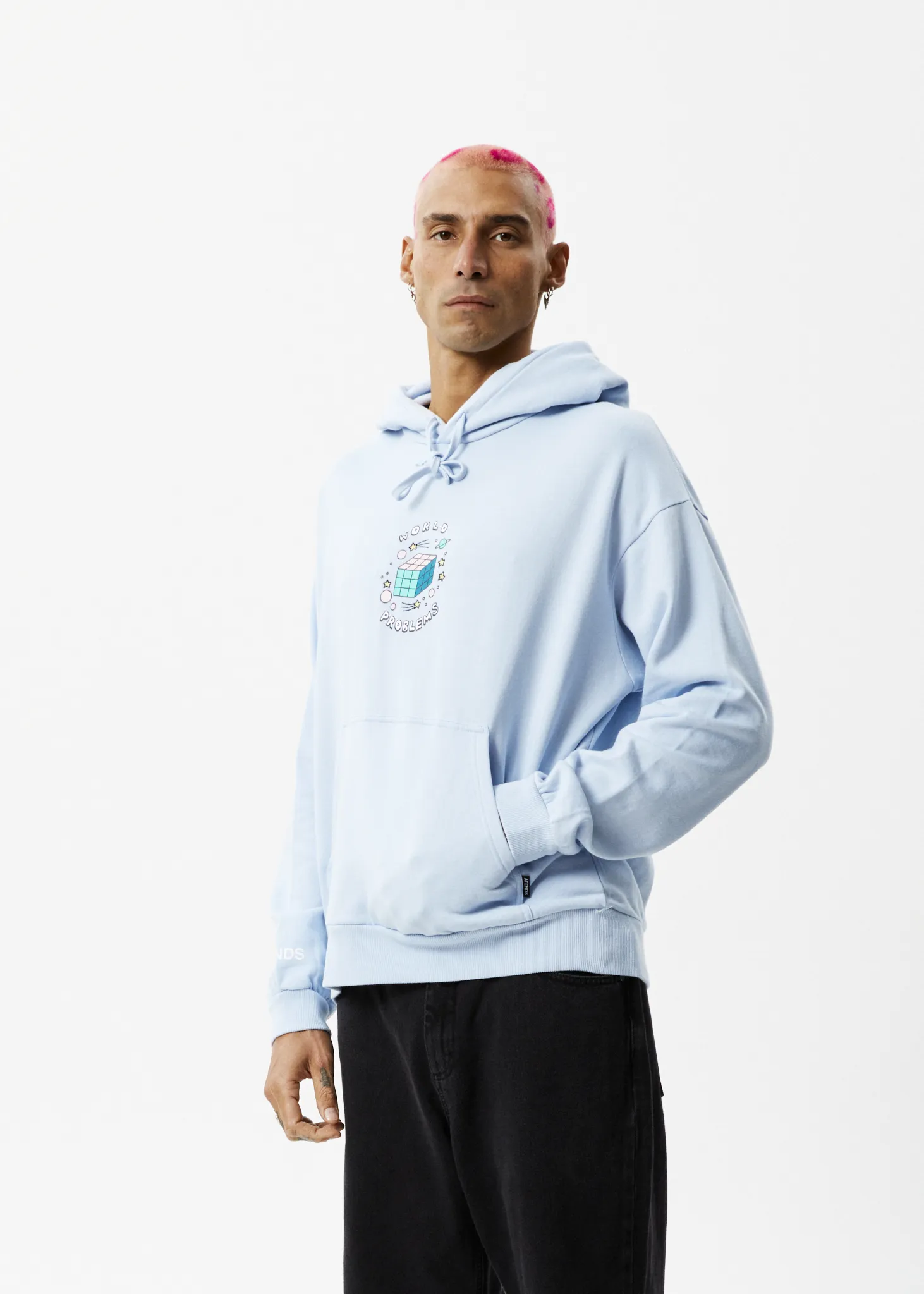 AFENDS Mens World Problems - Hoodie - Powder Blue