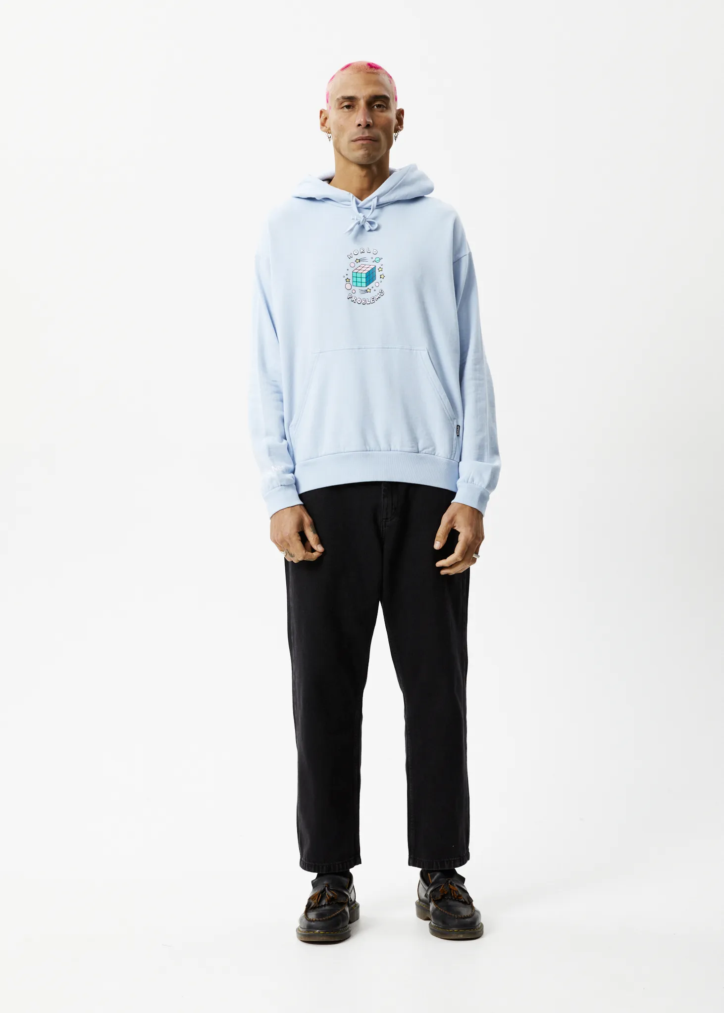 AFENDS Mens World Problems - Hoodie - Powder Blue