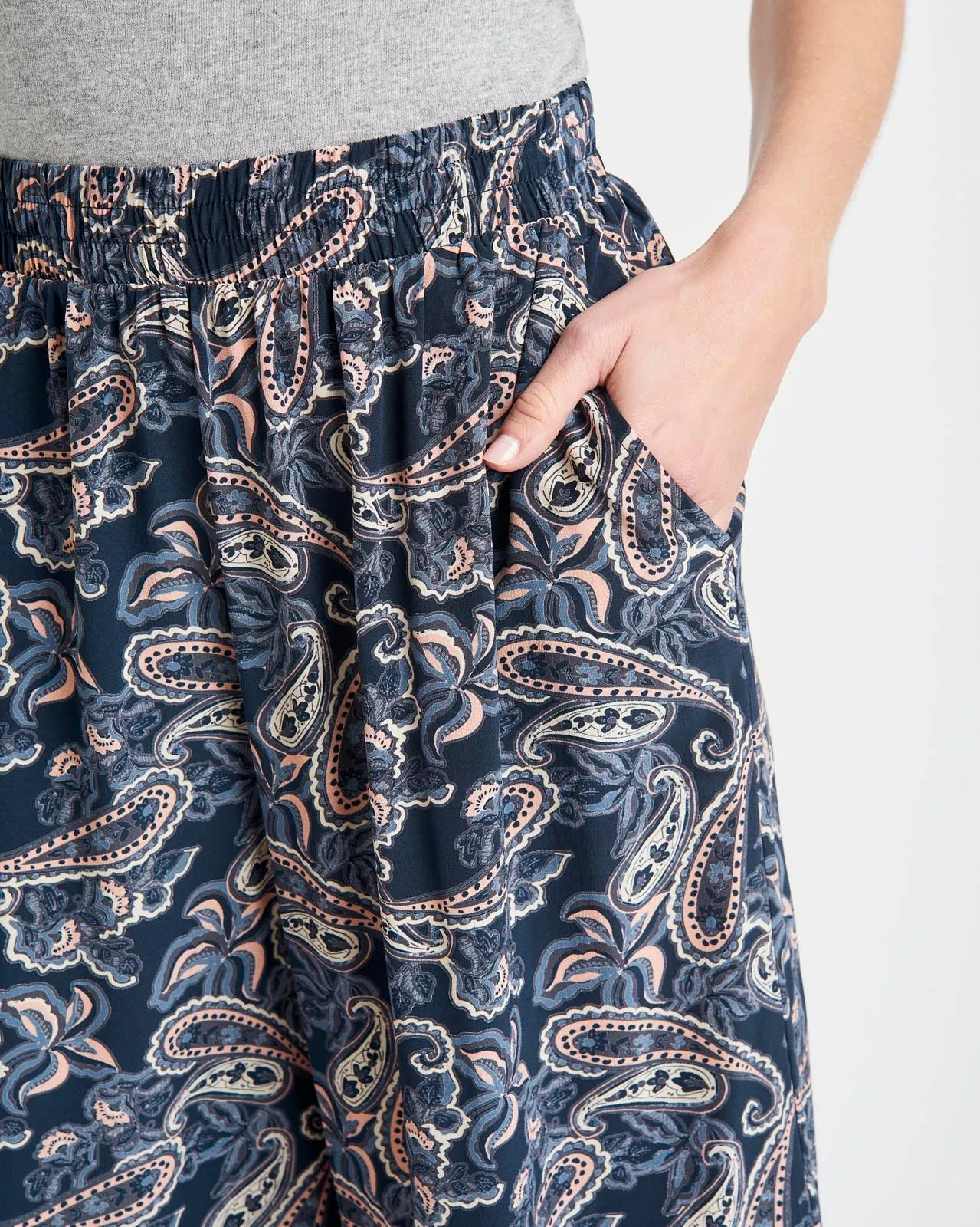 Alessandra Paisley Silk Wide Leg Pant