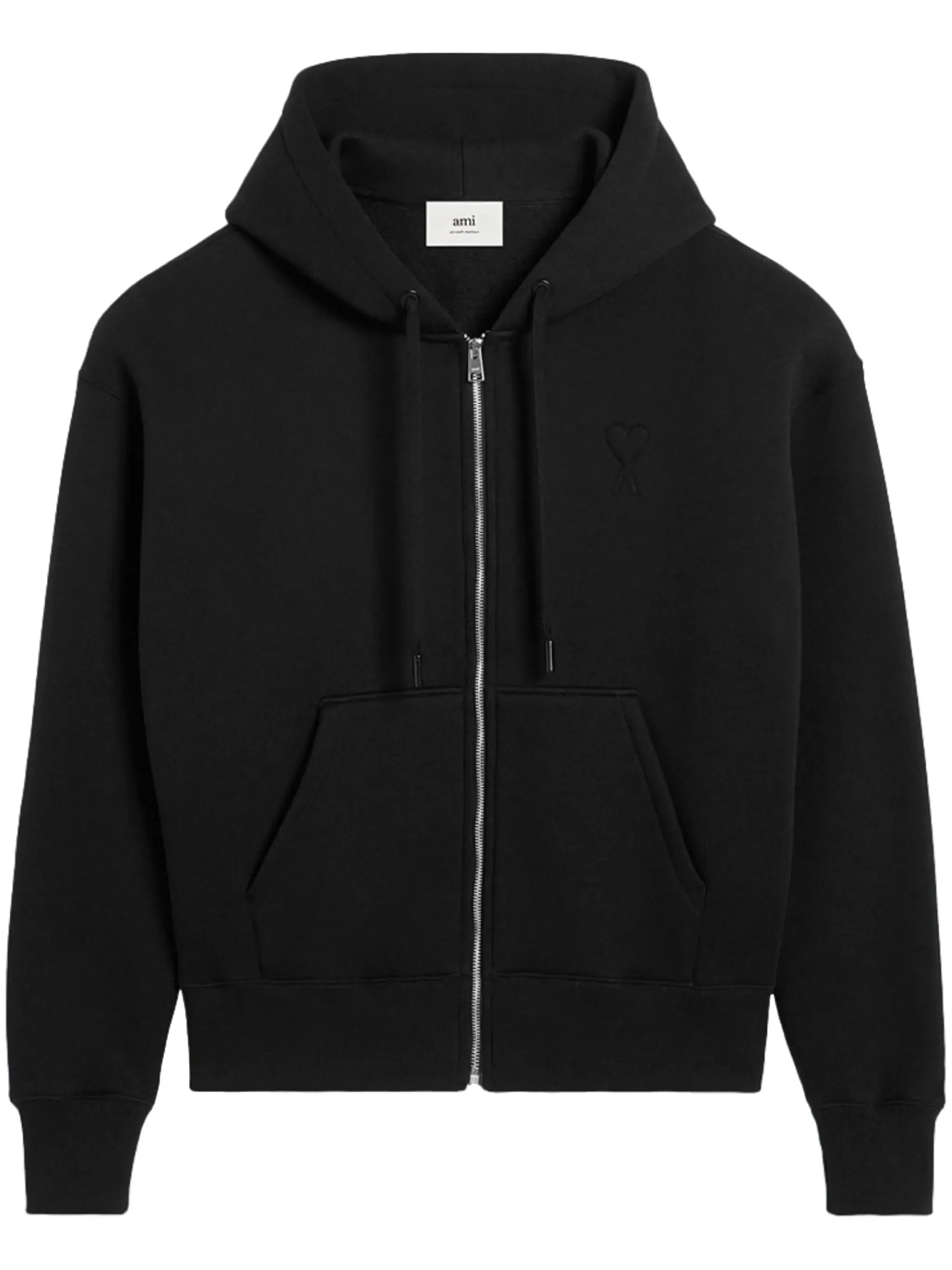 AMI - ADC Embossed Zip Hoodie Black