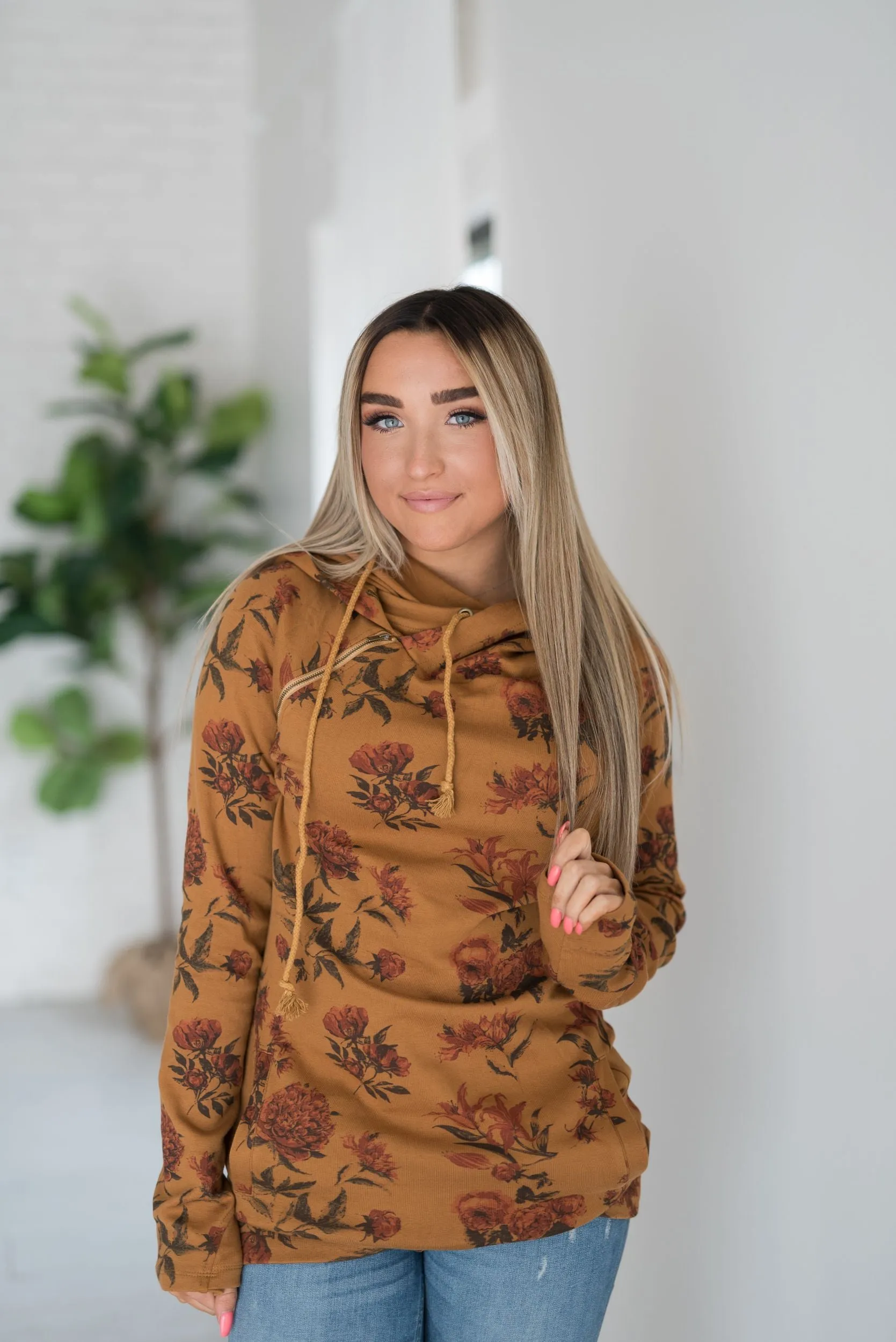 Ampersand Avenue DoubleHood Sweatshirt - Mustard Vintage Floral