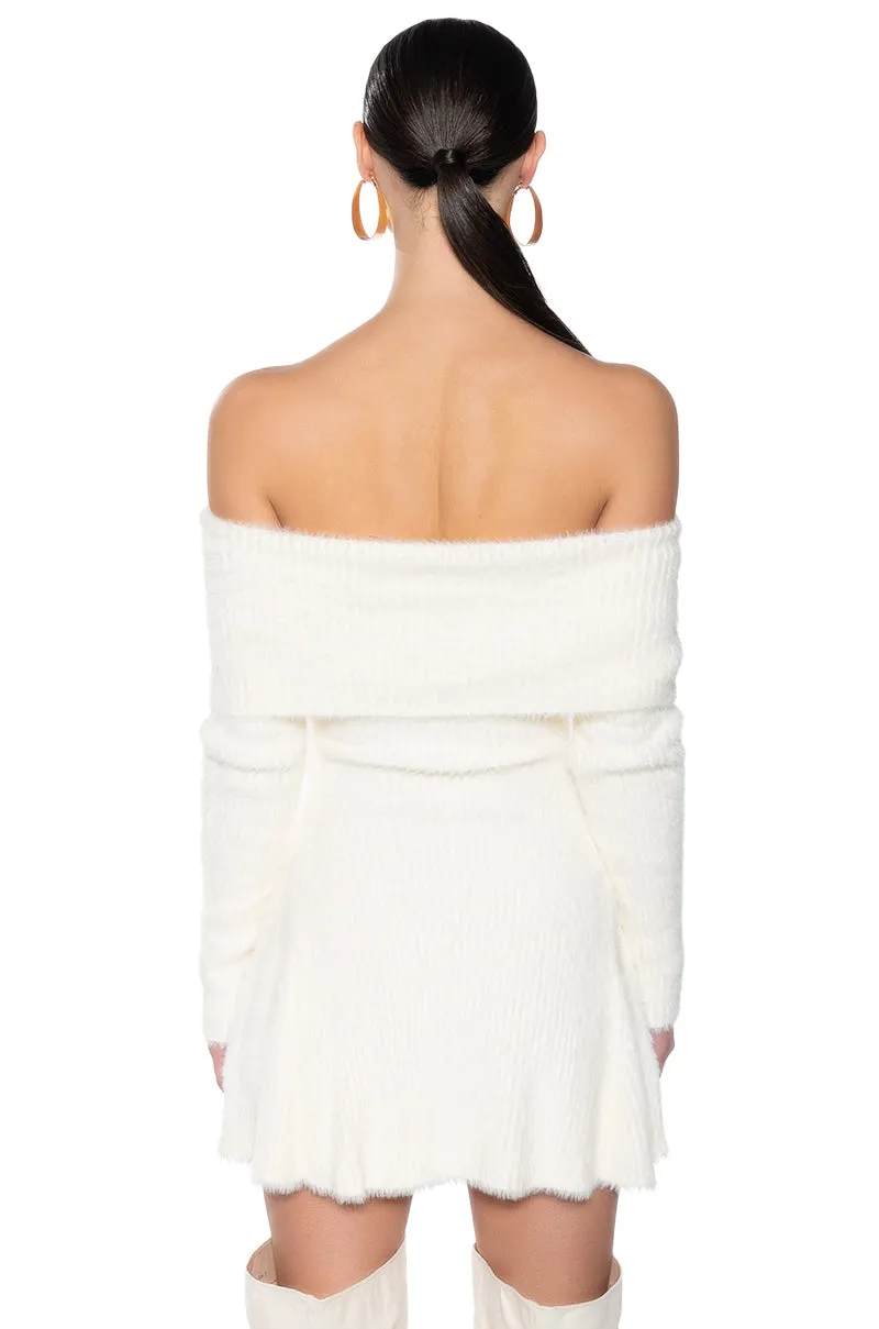 ARI OFF THE SHOULDER KNIT MINI DRESS