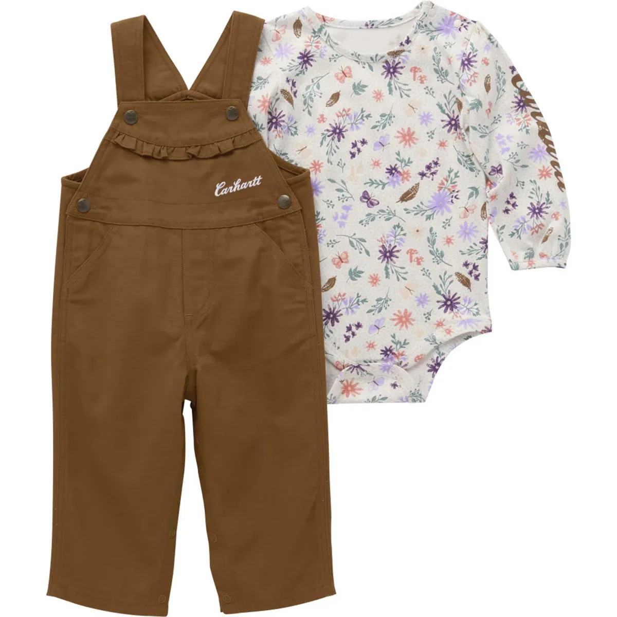 Baby Girls' Long-Sleeve Bodysuit and Canvas Overall Set CG9899