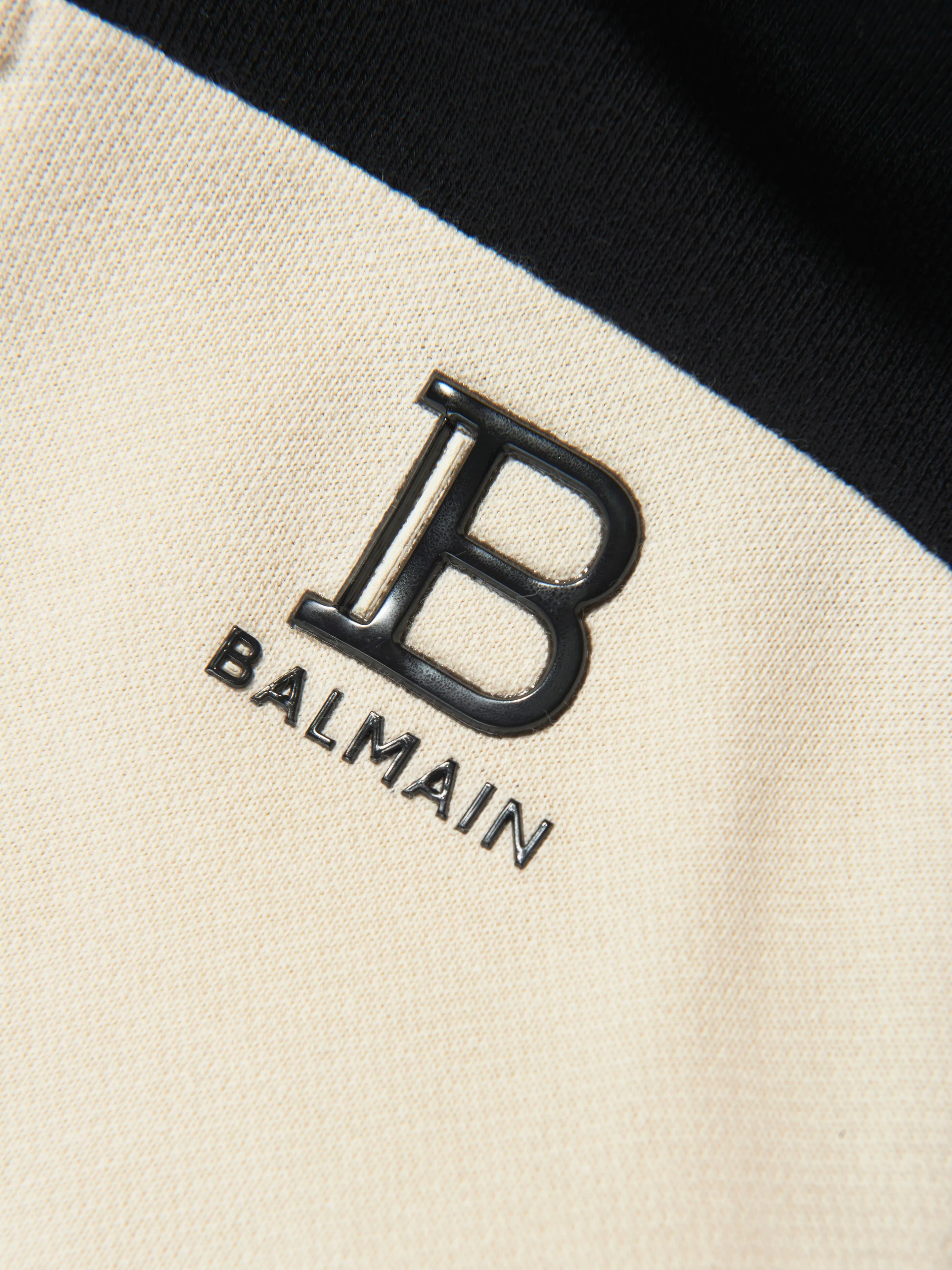 Balmain Kids Logo Zip Up Hoodie in Beige