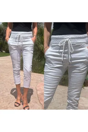 Bevy Flog Shely Capri Pants | Silver Checkered | Shop Flog Pants | Clearance Final Sale