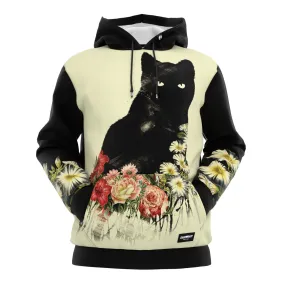 Black Cat Vintage Flowers Hoodie