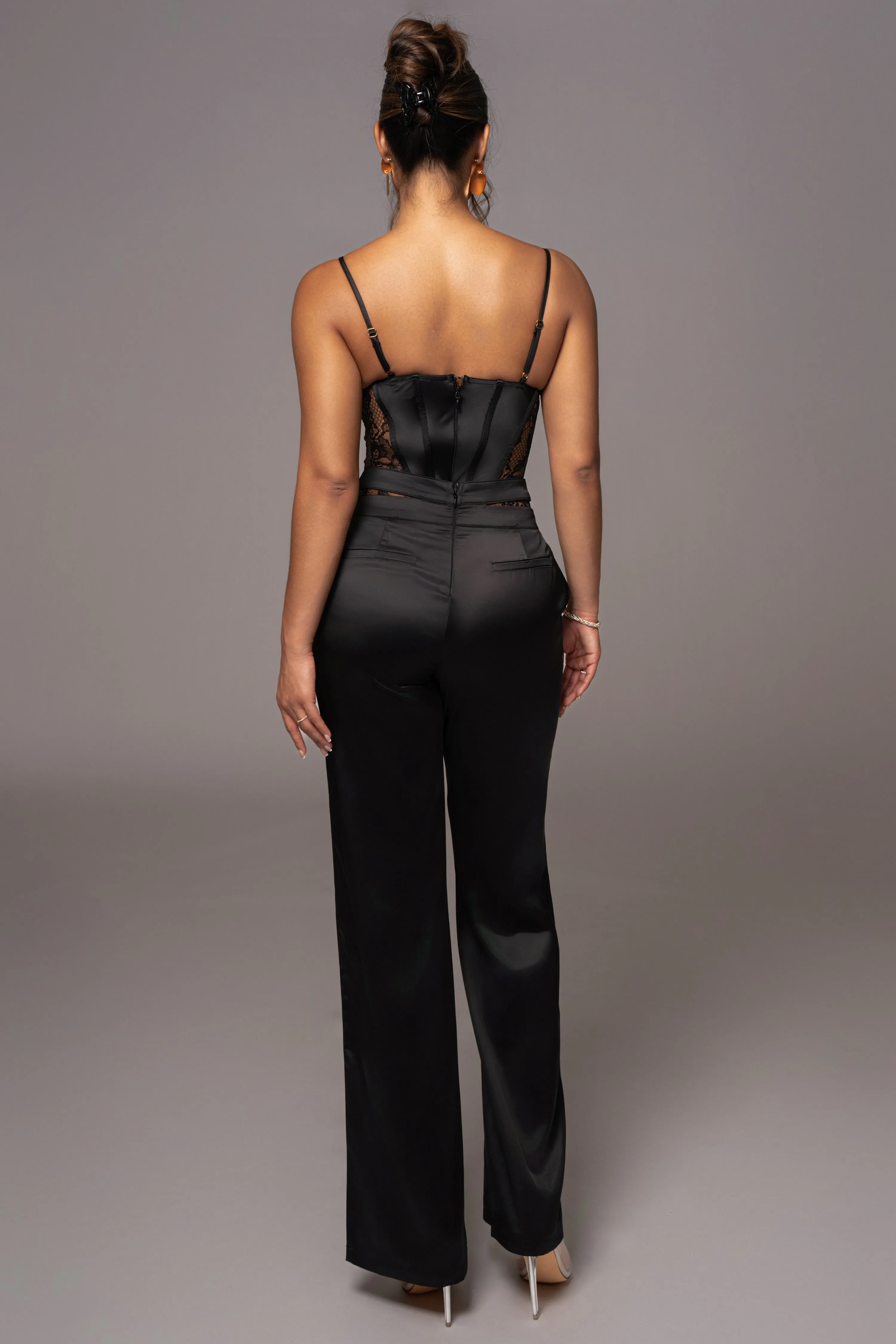 Black Joana Cutout Satin Trousers