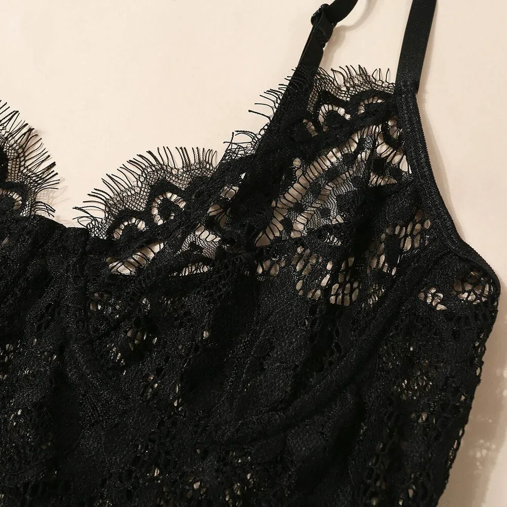 Black Lace Sheer Lingerie Bodysuits