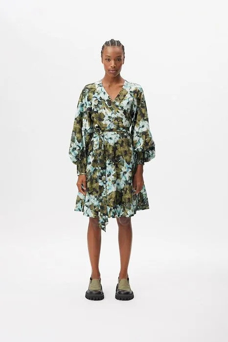 BlishaGZ Wrap Dress - Artistic Blue Flower