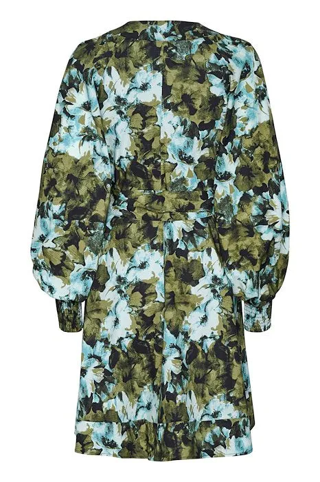 BlishaGZ Wrap Dress - Artistic Blue Flower