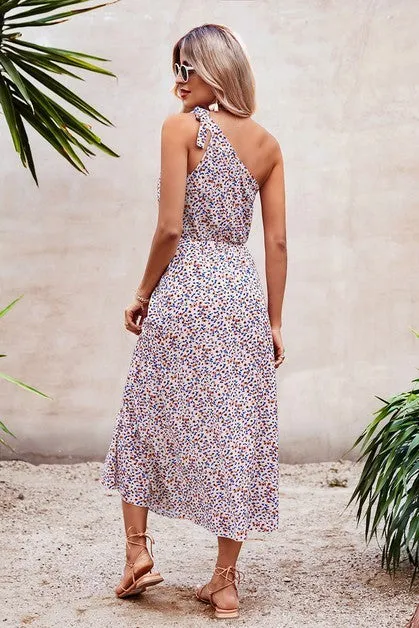 Blooming Asymmetry Midi Dress