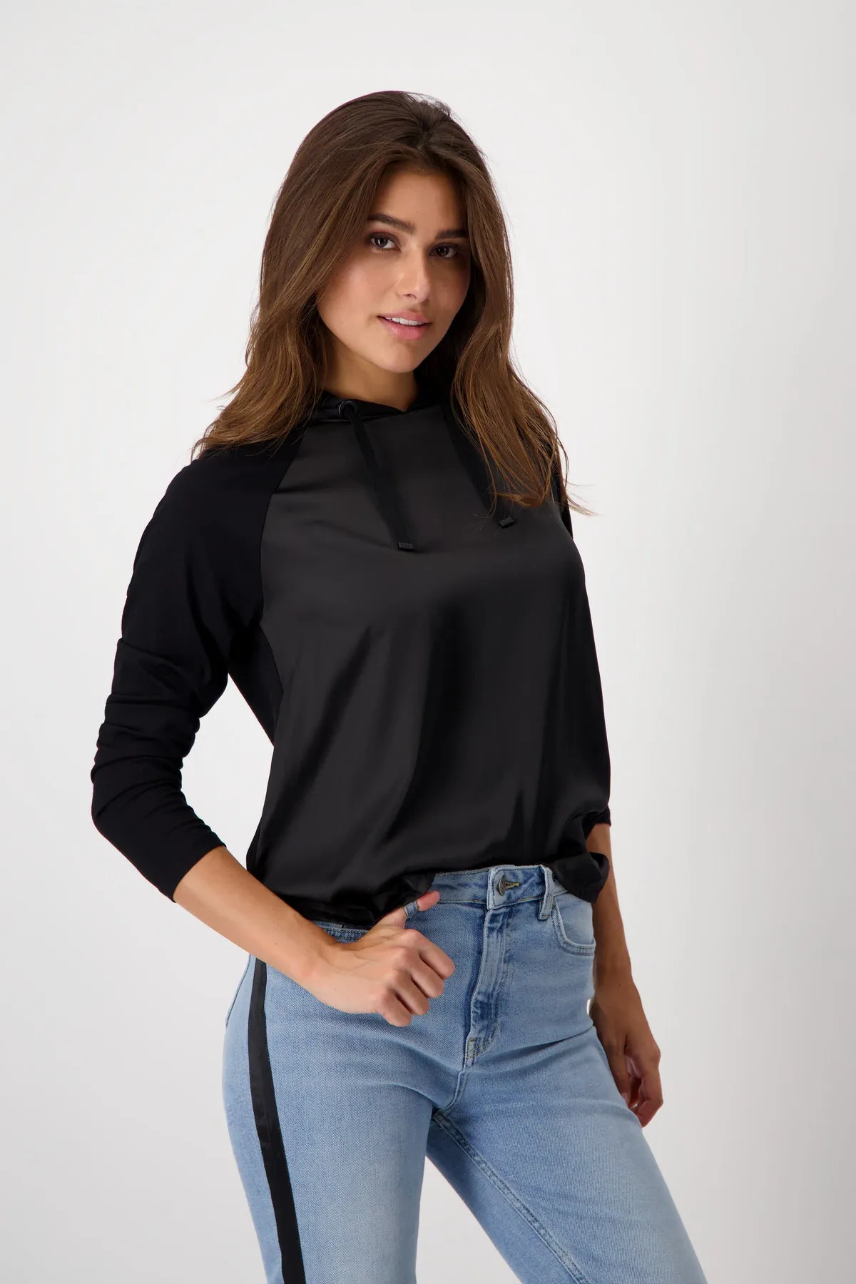 Blouse Style Hoodie 807754MNR in Black by Monari