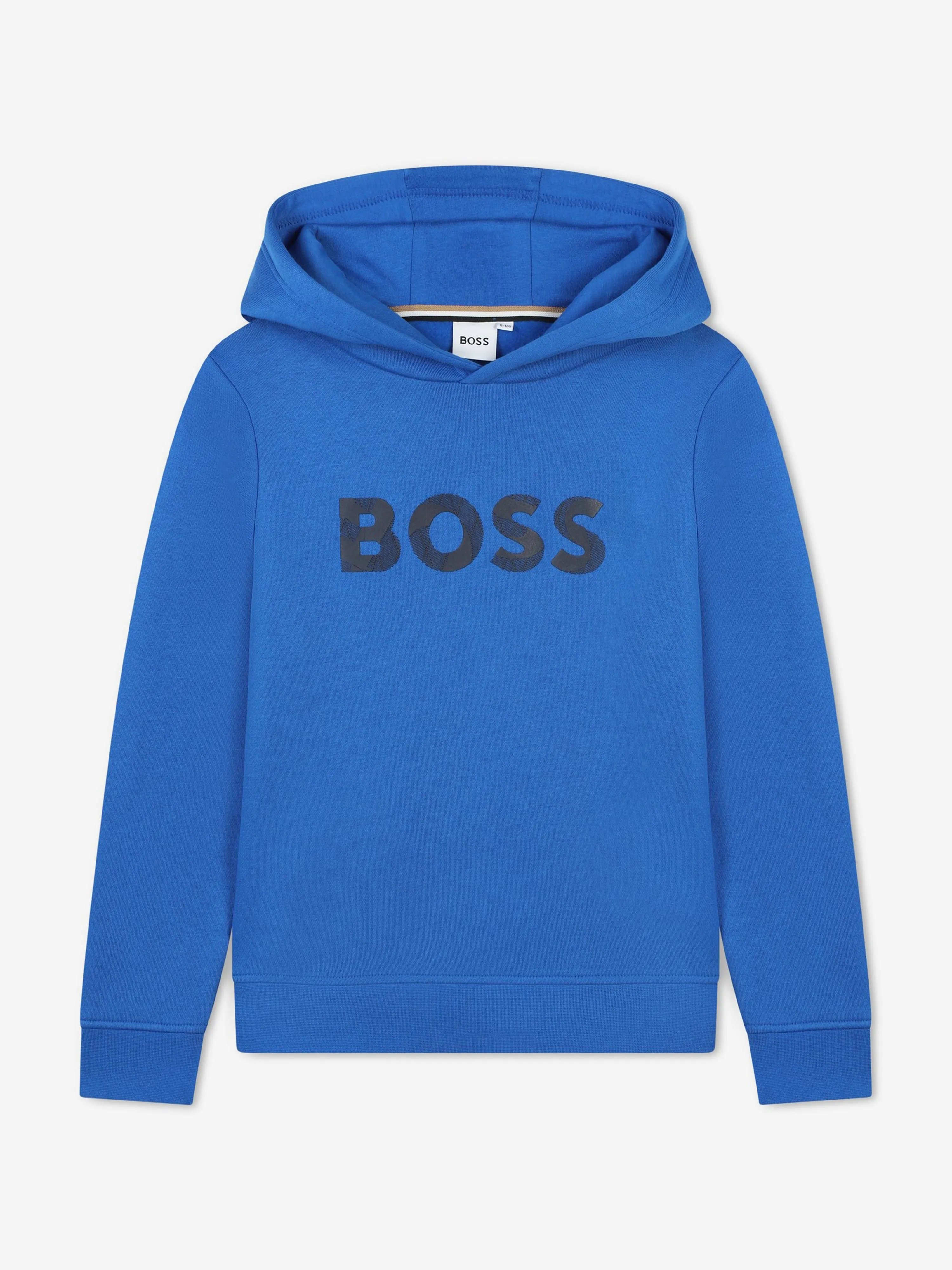 BOSS Boys Logo Print Hoodie in Blue