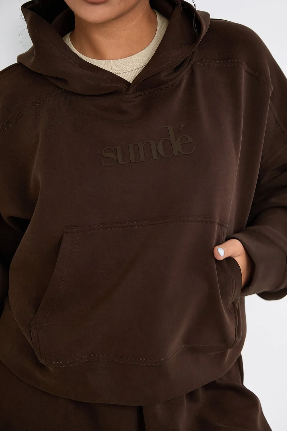 Boxy Cropped Hoodie - Chocolate