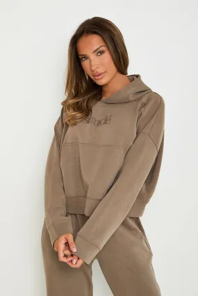 Boxy Cropped Hoodie - Mocha