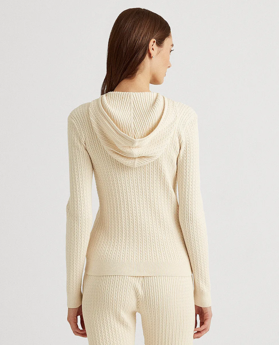 Cable-Knit Full-Zip Hoodie In Cream