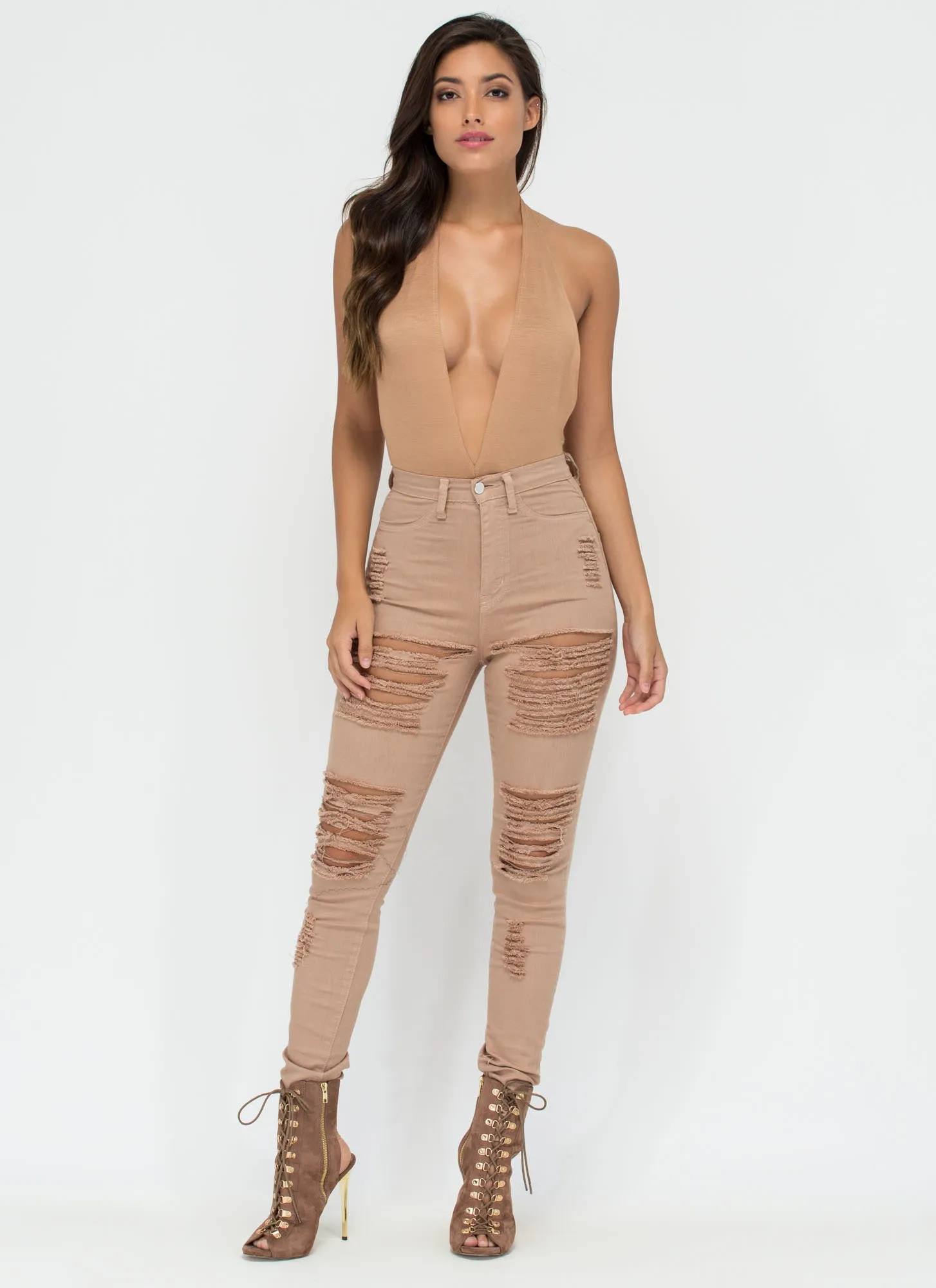 Can You Bare It Plunging Halter Bodysuit