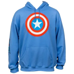 Captain America Shield Symbol with Sleeve Print Text Pull Over Hoodie