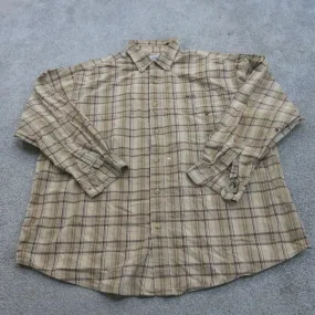 Carhartt Shirt Mens XL Brown 100% Cotton Plaid Workwear Button Down Long Sleeve