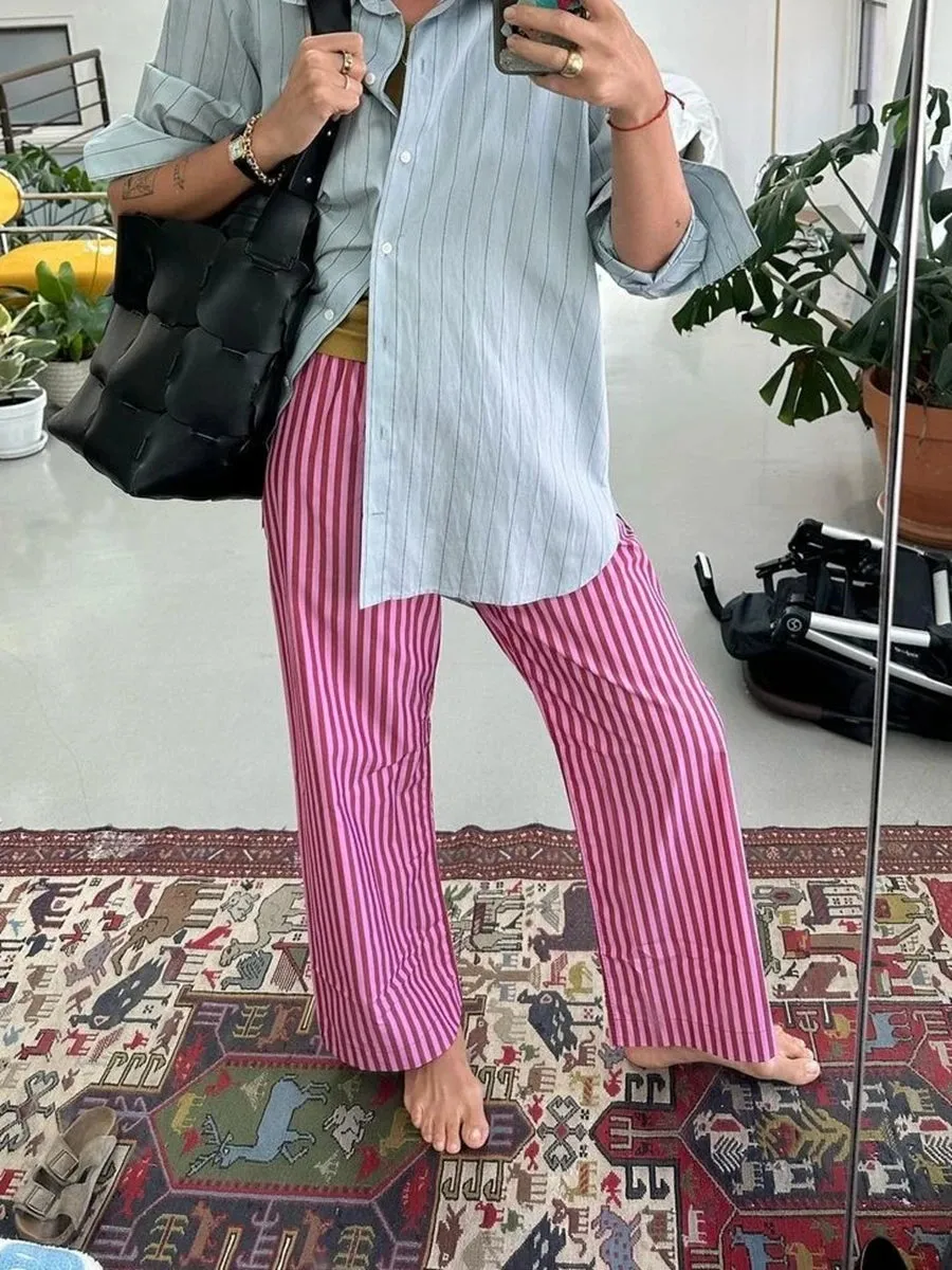 Carrie Casual Striped Boxer Pants