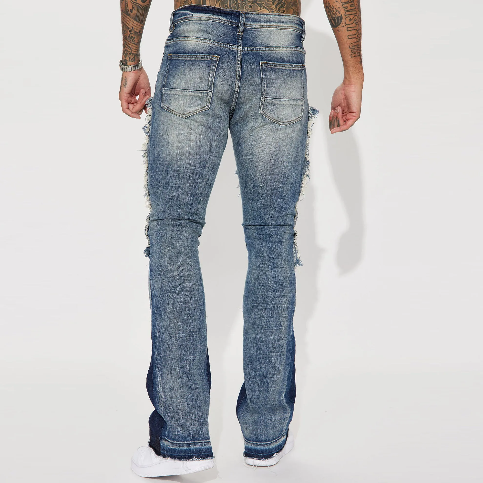 Casual street patchwork washed denim