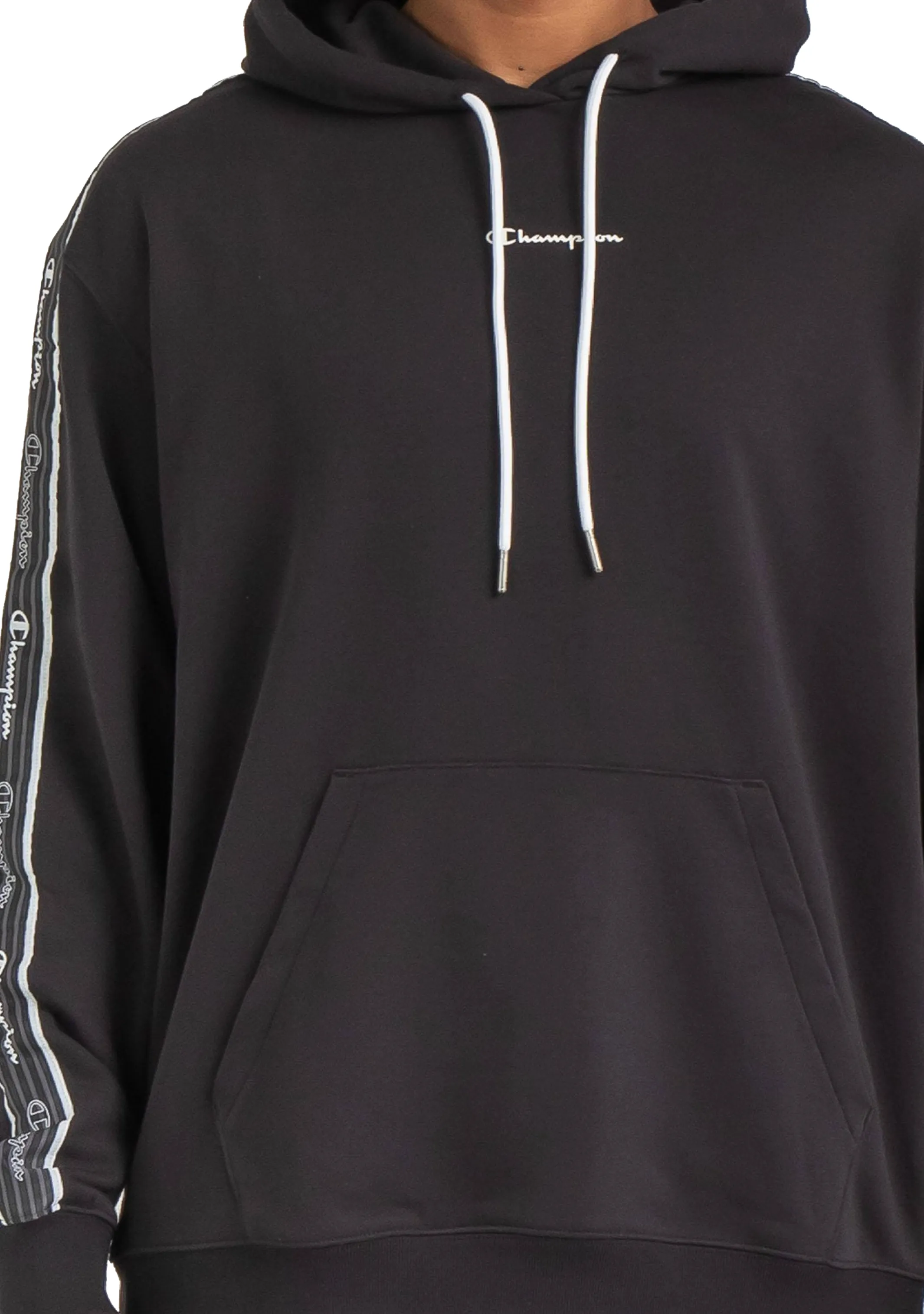 Champion Mens EU Taping Hoodie Black <br> AVWUA1 BLK