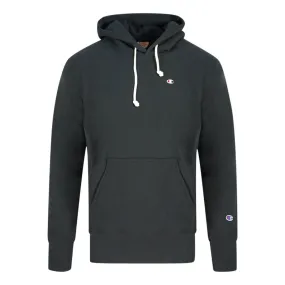 Champion Reverse Weave Small Classic Logo Black Hoodie