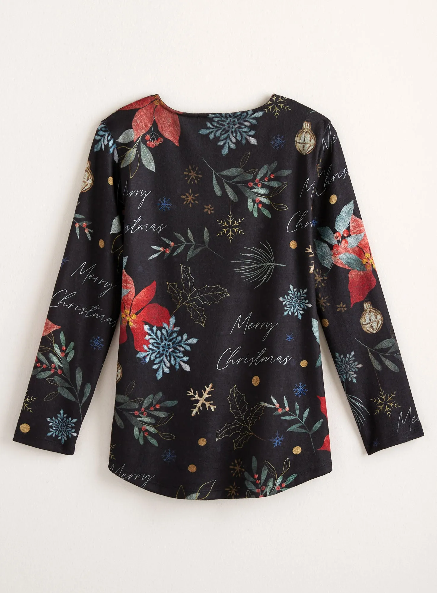 Christmas Poinsettia Brushed Knit Top