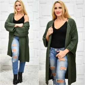 Chunky Knit Green Cardigan