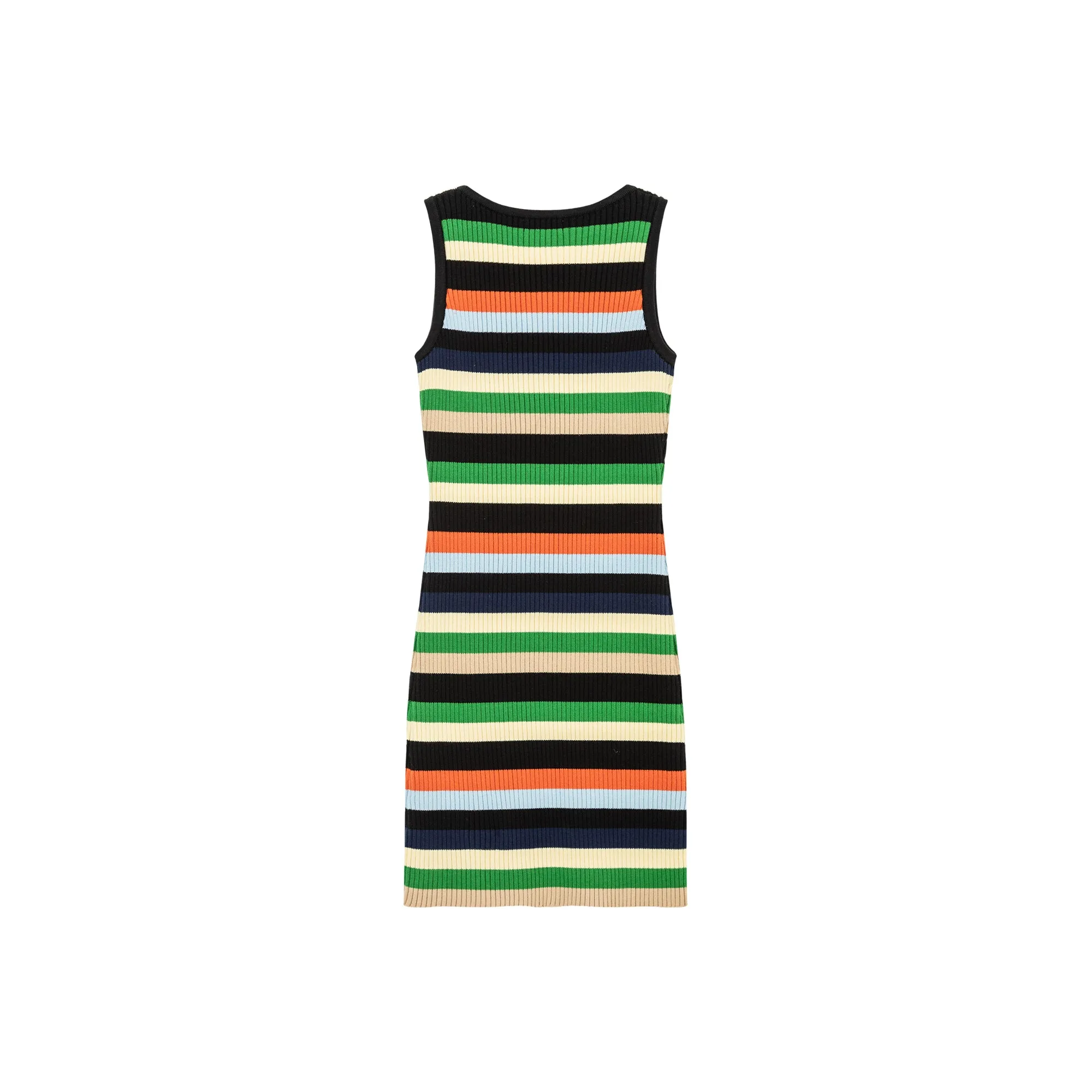 Color Contrast Striped Sleeveless Knit Dress