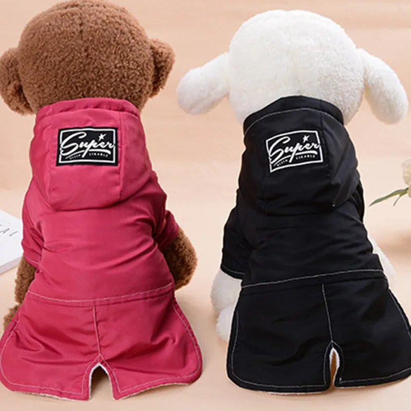 Cool Soft Winter Long Back Small Dog Hooded Jacket