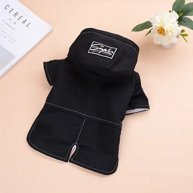 Cool Soft Winter Long Back Small Dog Hooded Jacket