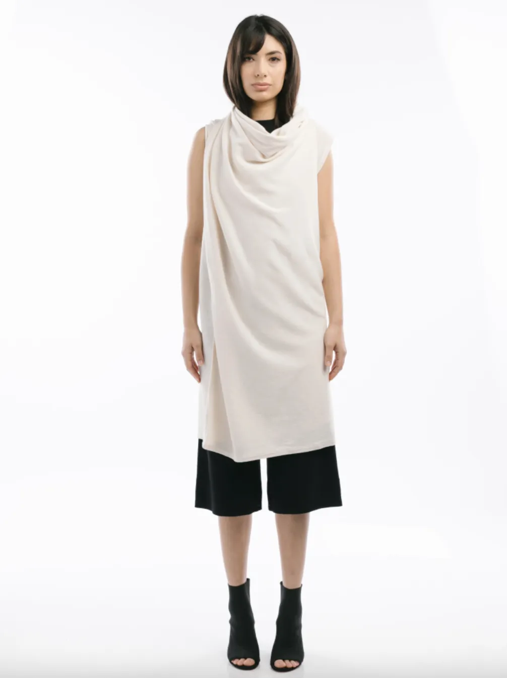 Cotton Wrap Tunic Vest | Buff Melange