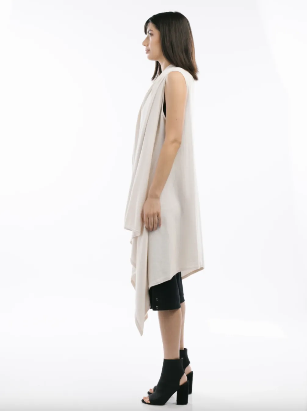 Cotton Wrap Tunic Vest | Buff Melange