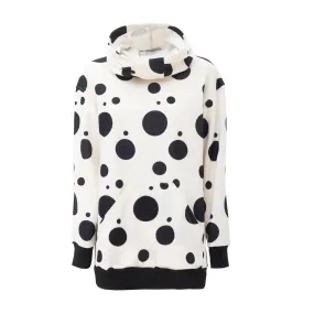 Cozy Printed Fleece Hooded Tunic White & Black