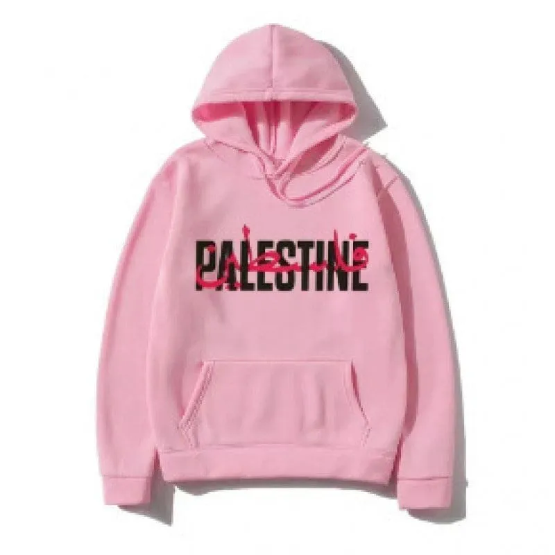 Cream Hoodie with Palestine Heartbeat Printed Design