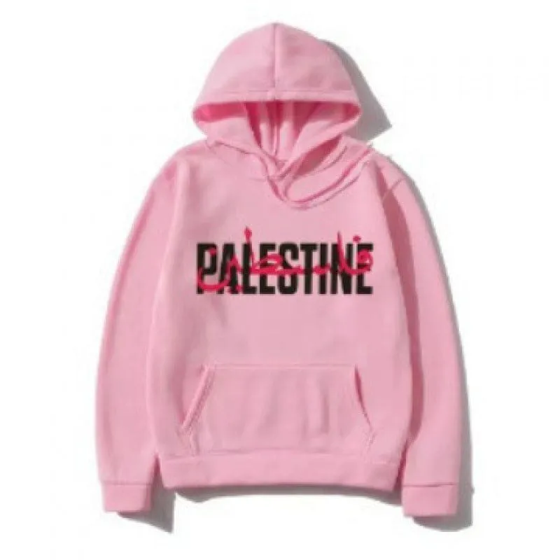 Cream Hoodie with Palestine Heartbeat Printed Design