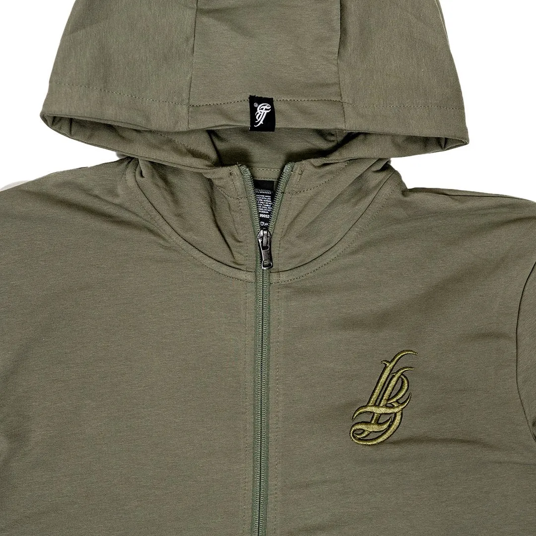 Cursive LB Men's Pine Green Perform Zip Up Hoodie