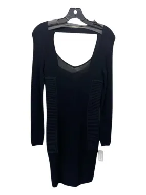 Cut 25 Size XS Black Viscose & Nylon Blend Knit Long Sleeve Rib Knit Knee Dress