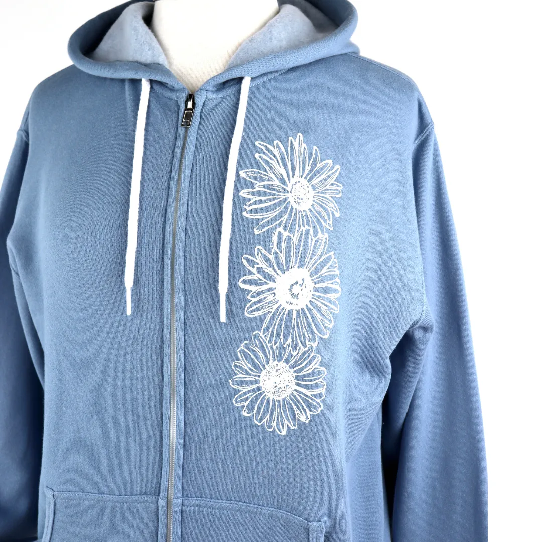 Daisy Unisex Midweight Zip Hoodie in Sky Blue