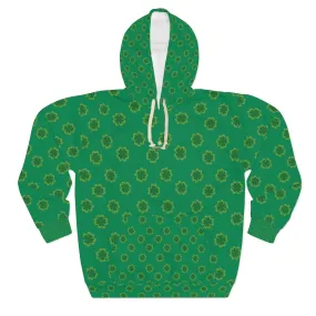 Dark Green Clover Unisex Hoodies, Dark Green Clover St. Patrick's Day Unisex Pullover Hoodie For Men/ Women- Made in USA