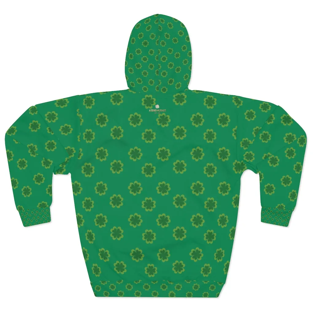 Dark Green Clover Unisex Hoodies, Dark Green Clover St. Patrick's Day Unisex Pullover Hoodie For Men/ Women- Made in USA