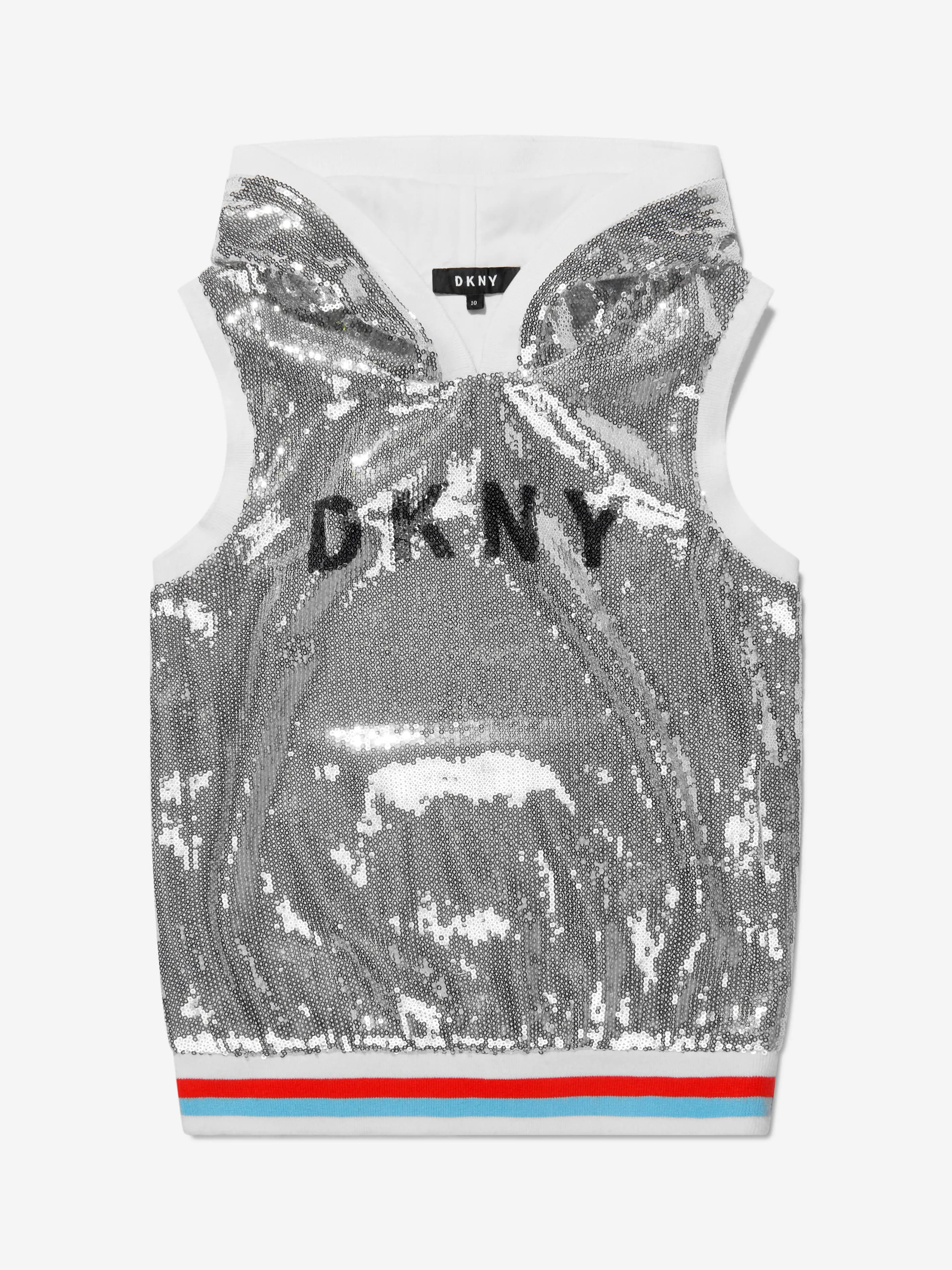 DKNY Girls Sequin Sleeveless Hoodie