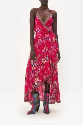 DRAPED FRONT WRAP DRESS BOHEME BLOOMS