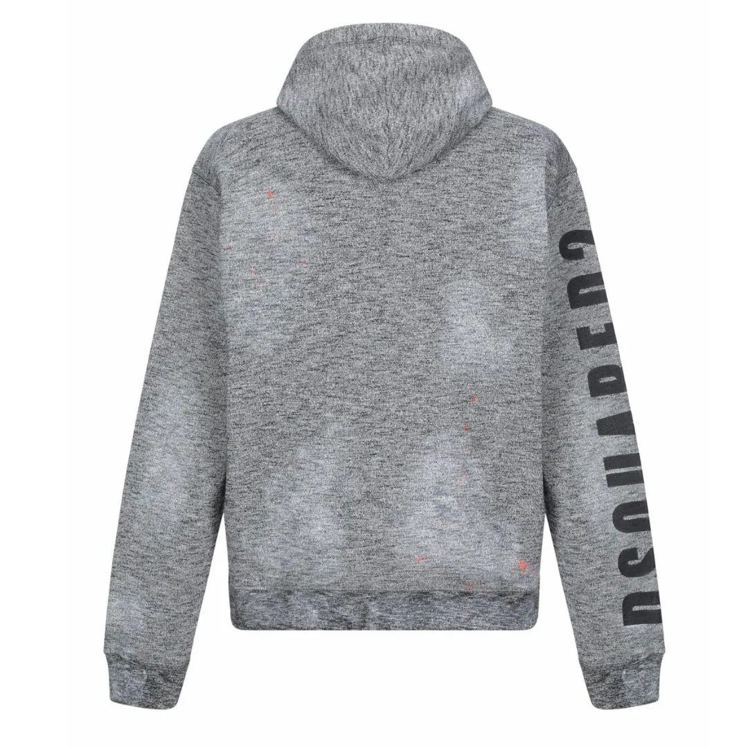 Dsquared2 Paint Spray Arm Logo Grey Hoodie