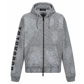 Dsquared2 Paint Spray Arm Logo Grey Hoodie