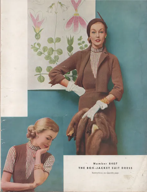 E-Book OOP 1950's Columbia Minerva Fashions in Hand Knits Booklet - Dress, Suit, Jacket, Sweaters - PDF Download - No. 84